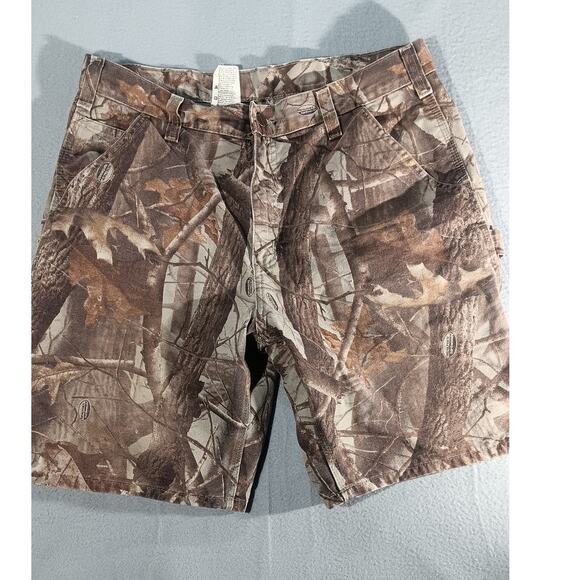 Vintage 90s Carhartt RealTree B191 CMO Size 34 Carpenter Shorts Camo Hunting Y2K - Picture 1 of 8